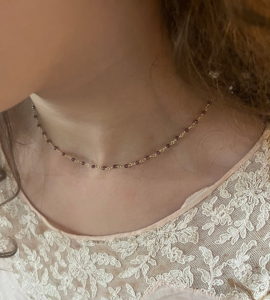 ‚Garnet’ rosary chain | gold plated