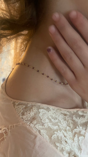‚Garnet’ rosary chain | gold plated