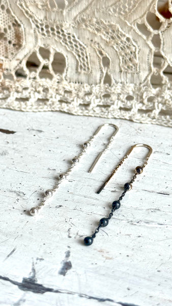 beaded earchain / 925 silver