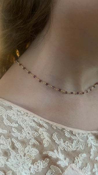‚Garnet’ rosary chain | gold plated