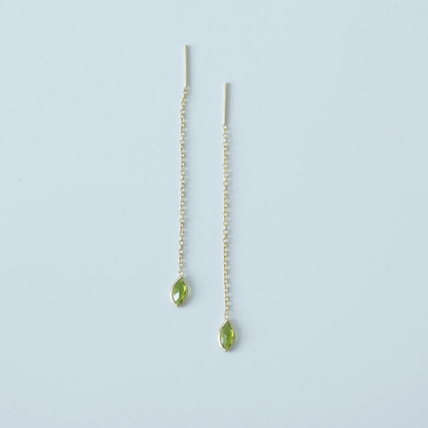 ‚Indra‘ chain drop earring / green