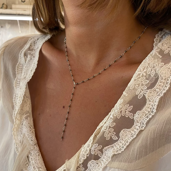 "Pyrite" Y Rosary necklace | 925 Silver