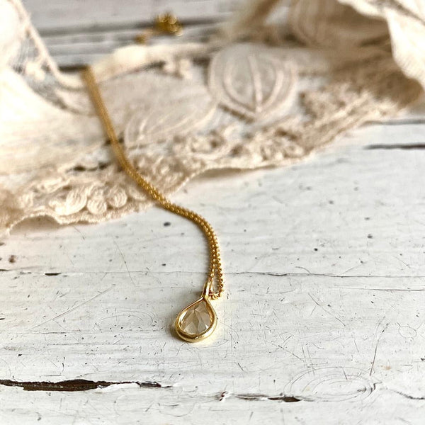 Small Citrine | stone pendant necklace | gold-plated