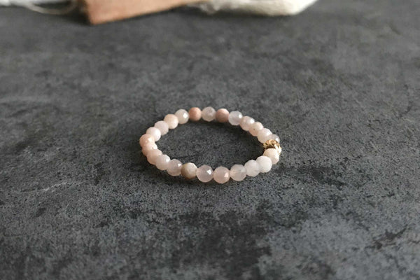 Peach Moonstone Ella | Adjustable ring