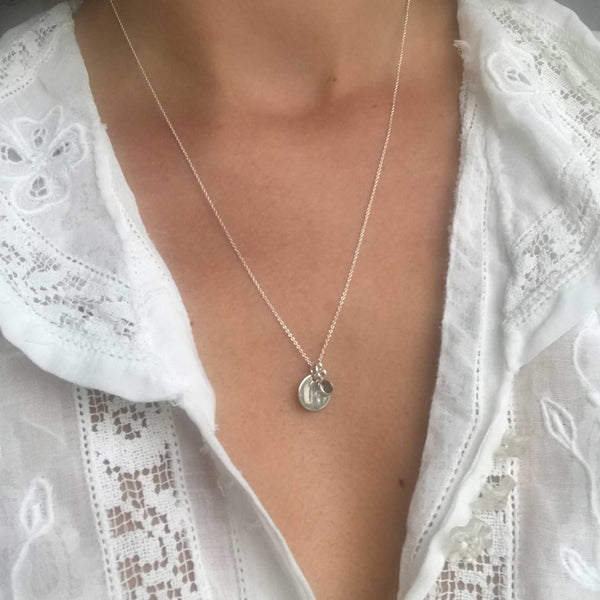 labradorite | 'initial coin' necklace | 925 silver