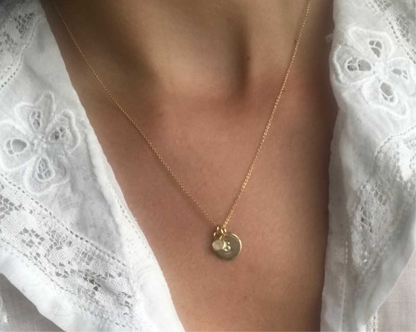 Moonstone | 'Initial coin' necklace | gold plated