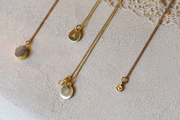 Moonstone | 'Initial coin' necklace | gold plated