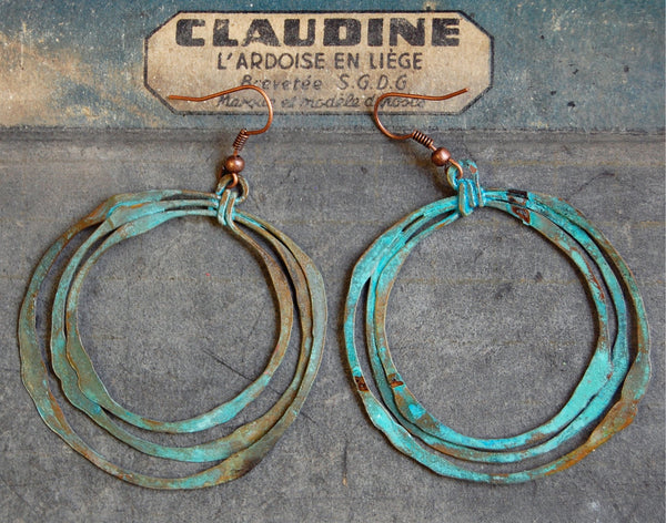 'Organic circles' earrings | silver patina