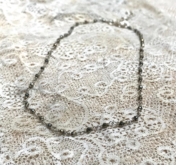 pyrite rosary chain | gold plated