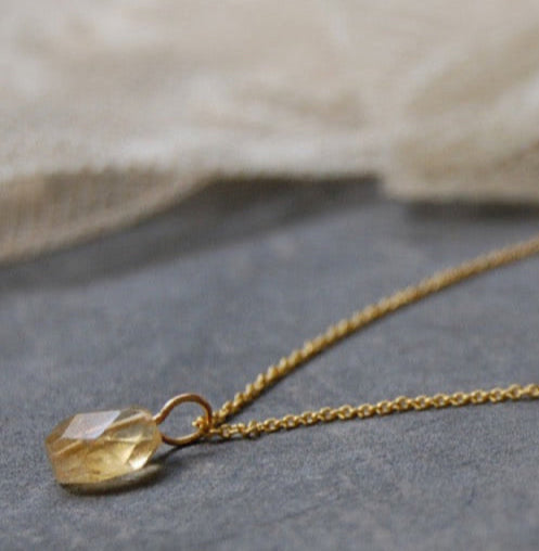 Citrine | stone pendant necklace | gold-plated