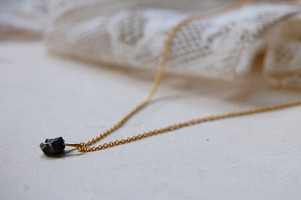 pyrite | stone pendant necklace | gold-plated