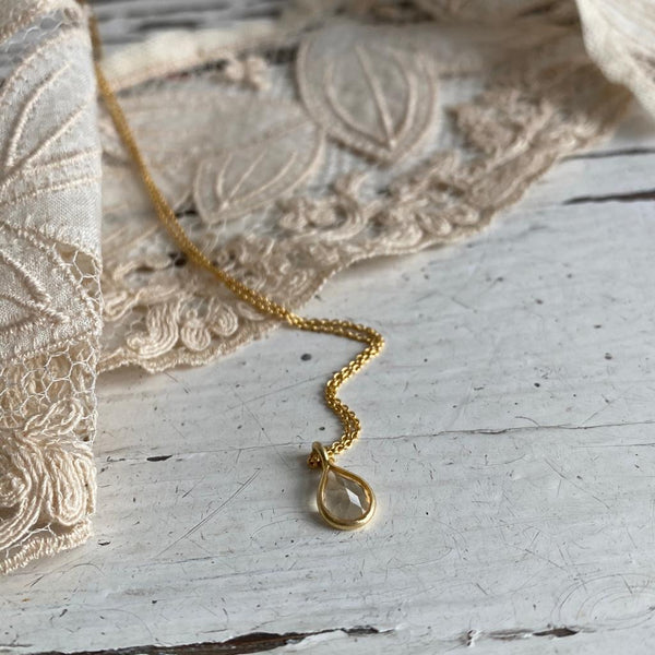 Citrine | stone pendant necklace | gold-plated