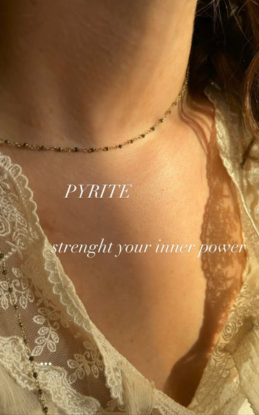 pyrite rosary chain | gold plated