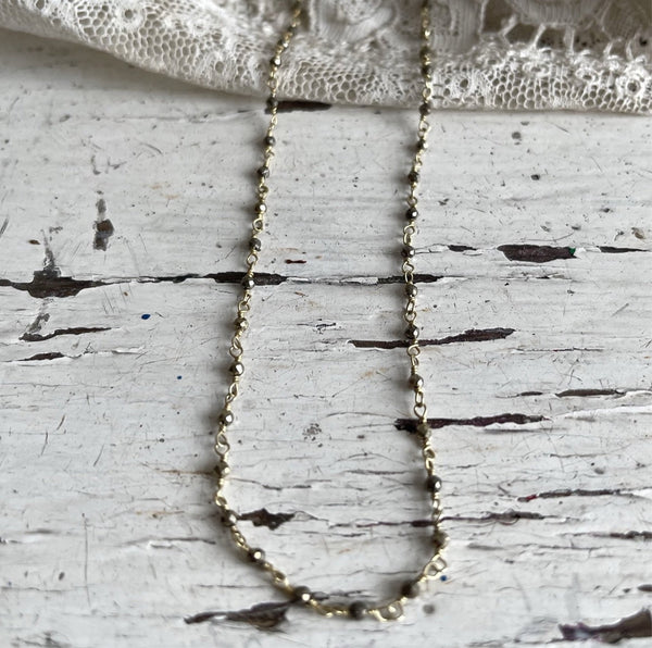 pyrite rosary chain | gold plated