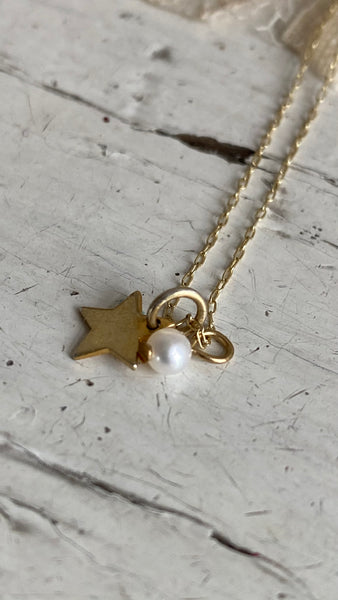 'star & pearl' necklace | 24k gold-plated