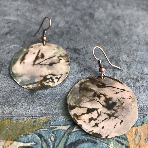 'japan 'earrings | oxidized cooper