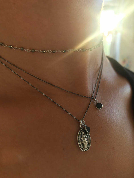 pyrite rosary chain | gold plated